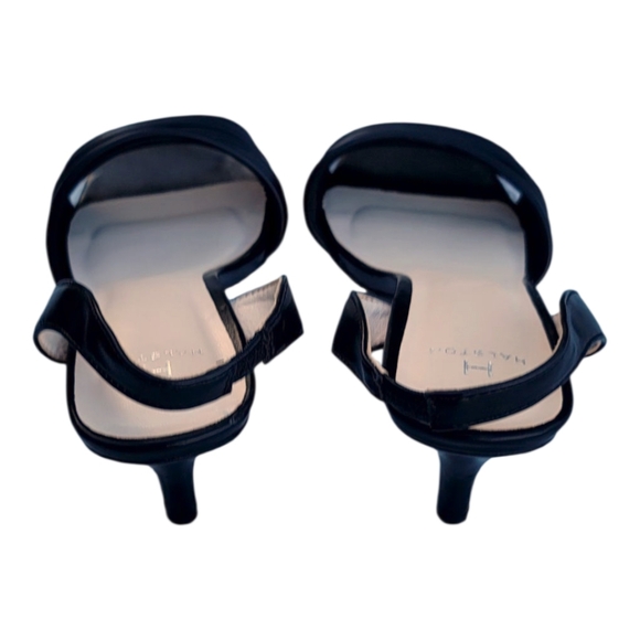 NEW HALSTON, HONG KONG SLING BACK STRAPPY LEATHER HEEL SANDALS 7.5 - Picture 7 of 10